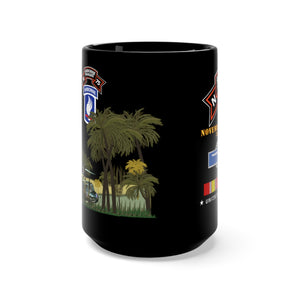 Black Mug 15oz -Army - N Company, 75th Infantry (RANGER), 173rd Airborne Brigade, Vietnam Veteran with Vietnam Service Ribbons