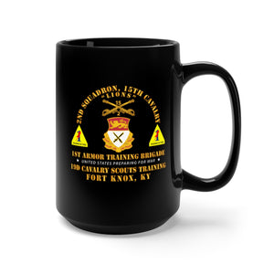 Black Mug 15oz - Army - 2nd Squadron, 15th Cavalry (19D) - 1st Ar Tng Bde Ft Knox, KY