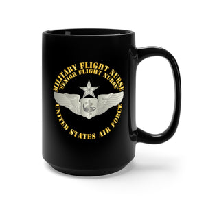 Black Mug 15oz - USAF - Military Flight Nurse - Flight Nurse - Senior