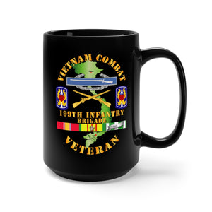 Black Mug 15oz - Army - Vietnam Combat Infantry Veteran w 199th Inf Bde SSI V1