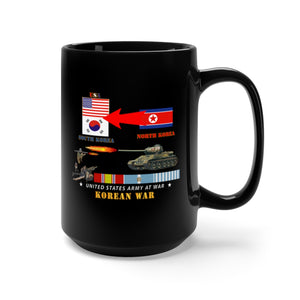 Black Mug 15oz - Army - Korean War - USA - South Korean Vs North Korea