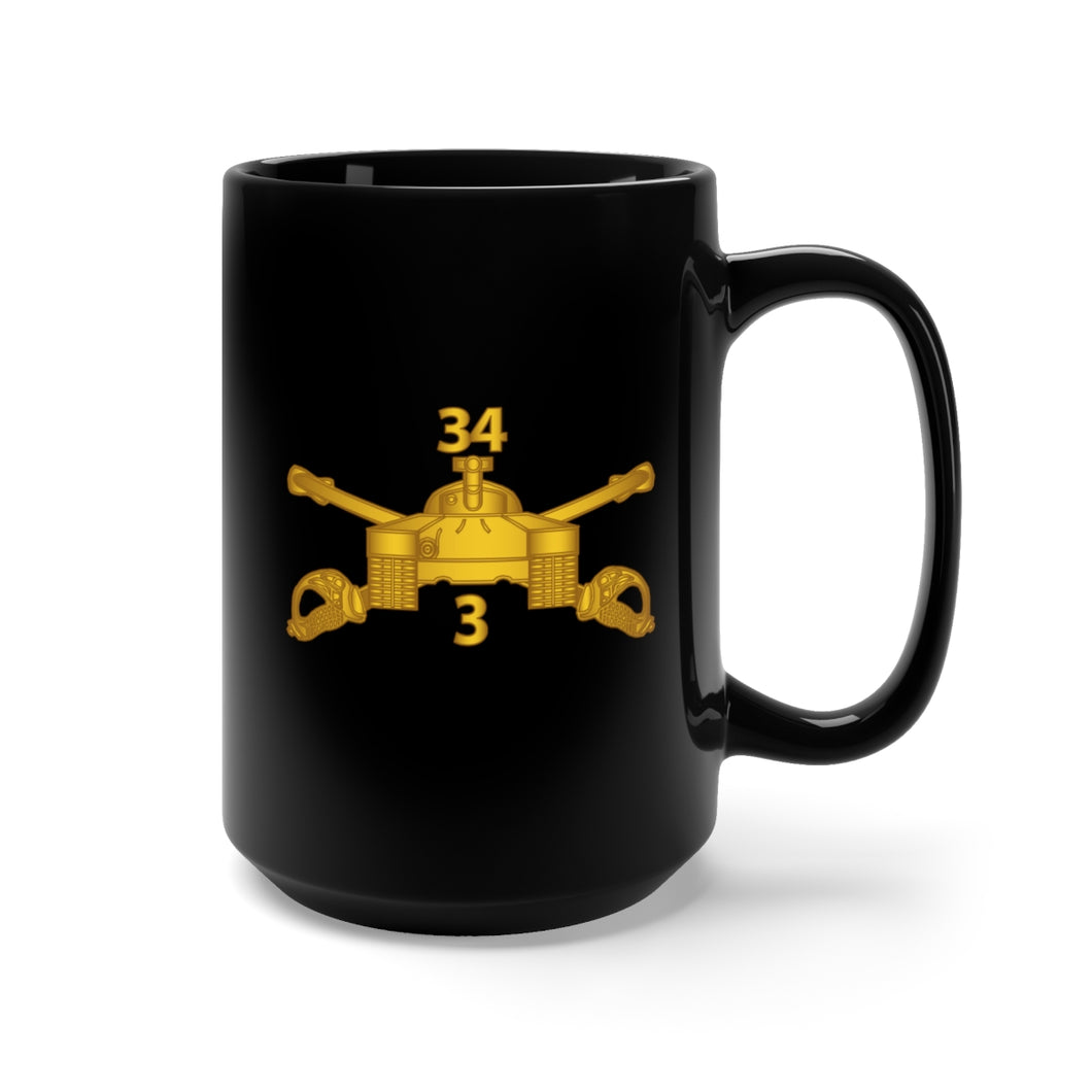 Black Mug 15oz - Army - 3rd Bn 34th Armor - Armor Branch wo Txt