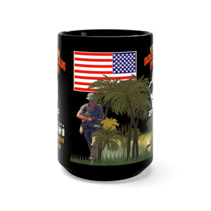 Black Mug 15oz - Army - Special Forces - Recon Team - Python with Vietnam War Ribbons