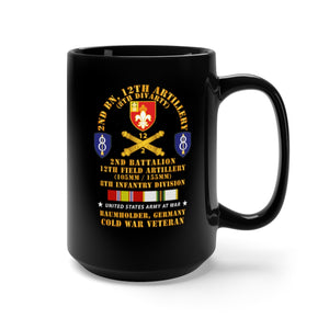 Black Mug 15oz - Army - 2nd Bn 12th Artillery - 105-155mm - 8th ID - Baumholder Germany w COLD SVC