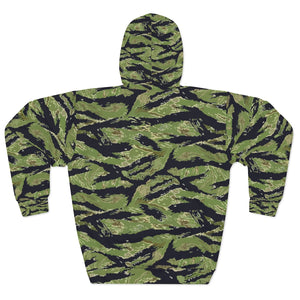 AOP Unisex Pullover Hoodie - Military Tiger Stripe Jungle Camouflage