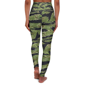 High Waisted Yoga Leggings - Military Tiger Stripe Jungle Camouflage