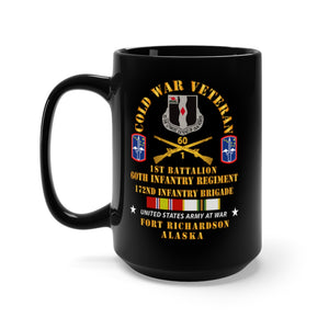 Black Mug 15oz - Army - Cold War Vet - 1st Bn, 60th Inf - 172nd In Bde - Ft Richardson AK w COLD SVC X 300