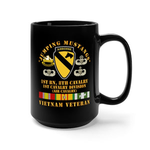 Black Mug - Army - Jumping Mustangs - 1st Bn 8th Cav 1st Cav - w VN SVC