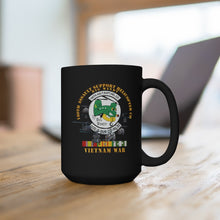 Load image into Gallery viewer, Black Mug 15oz - 180th Assault Support Helicopter Company - Big Windy with Vietnam Service Ribbons
