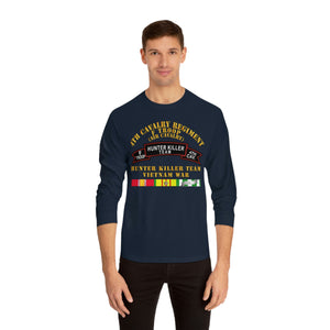 Unisex Classic Long Sleeve T-Shirt - Army - F Troop, 4th Cavalry, Hunter Killer Team, Vietnam War with Vietnam Service Ribbons