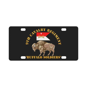 Army - 9th Cavalry Regiment - Buffalo Soldiers w 9th Cav Guidon Classic License Plate