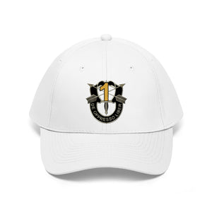 Unisex Twill Hat - 1st Special Forces Group (SFG) (Airborne) Crest YELLOW  "1" - Direct to Garment (DTG) - Printed