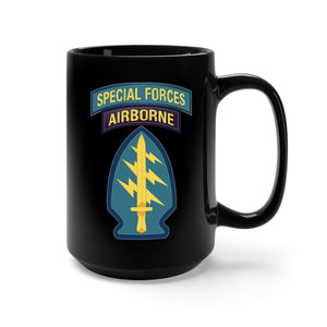 Black Mug 15oz - Army - Special Forces Group - FLAT wo Txt