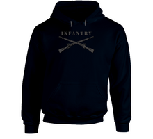 Load image into Gallery viewer, Army - Infantry Br - Crossed Rifles Blk w Txt Hoodie
