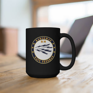 Black Mug 15oz - Navy - Radioman - RM - Veteran