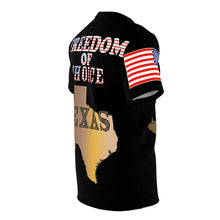 Load image into Gallery viewer, AOP - Black Shirt - Texas -  Freedom of Choice - Texas State Map
