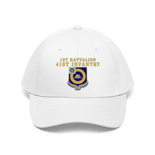 Load image into Gallery viewer, Unisex Twill Hat - 1st Battalion, 41st Infantry Regiment with Unit Crest - Direct to Garment (DTG) - Printed
