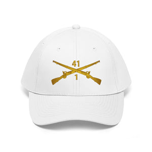 Unisex Twill Hat - 1st Battalion, 41st Infantry Regiment with Infantry Branch without Text - Direct to Garment (DTG) - Printed