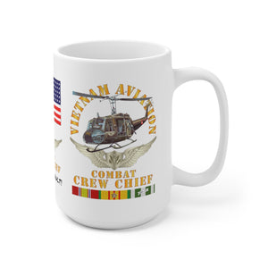 Ceramic Mug 15oz - Army - Combat Veteran - Combat Crew Chief - Air Assault with Vietnam Service Ribbons