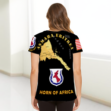 Load image into Gallery viewer, AOP - Army - Kagnew Station with Map Asmara Eritrea - Front /Back - L/R Sleeve T-Shirt
