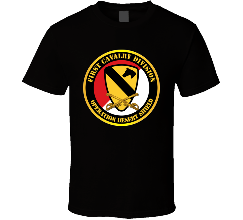 Army - 1st Cavalry Div - Red White - Operations Desert Shield Classic T Shirt