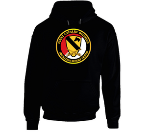 Army - 1st Cavalry Div - Red White - Operations Desert Shield Hoodie