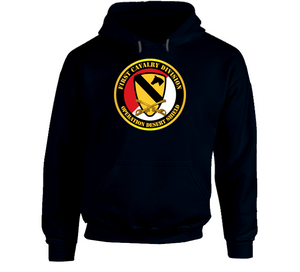 Army - 1st Cavalry Div - Red White - Operations Desert Shield Hoodie