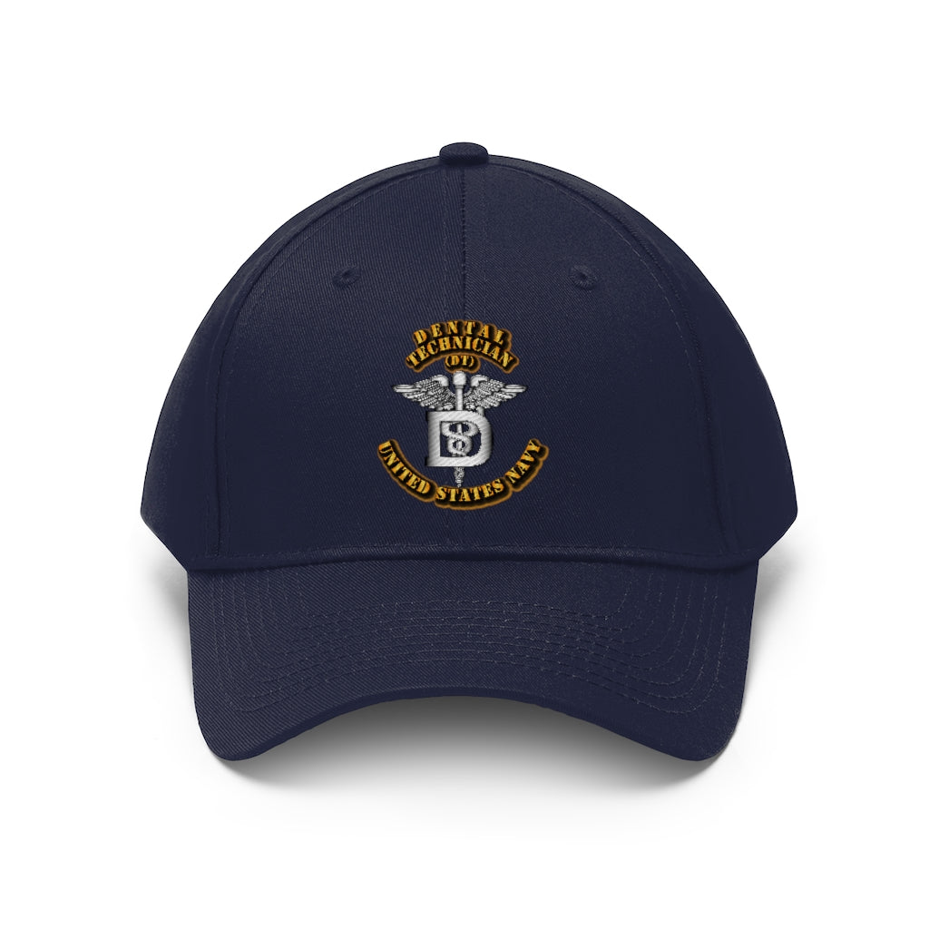 Unisex Twill Hat - Navy - Rate - Navy Dental Technician - Direct to Garment (DTG) - Printed