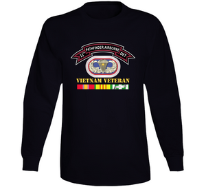 Army -11th Pathfinder Detachment - Vietnam Vet w Abn Badge Cbt Star Long Sleeve