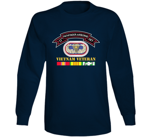 Army -11th Pathfinder Detachment - Vietnam Vet w Abn Badge Cbt Star Long Sleeve