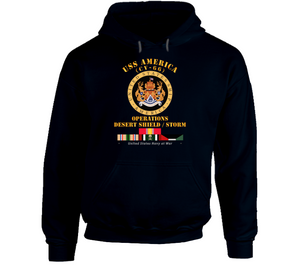 Navy - USS America (CV-66) - Opns DS - DS w Gulf  War SVC Hoodie