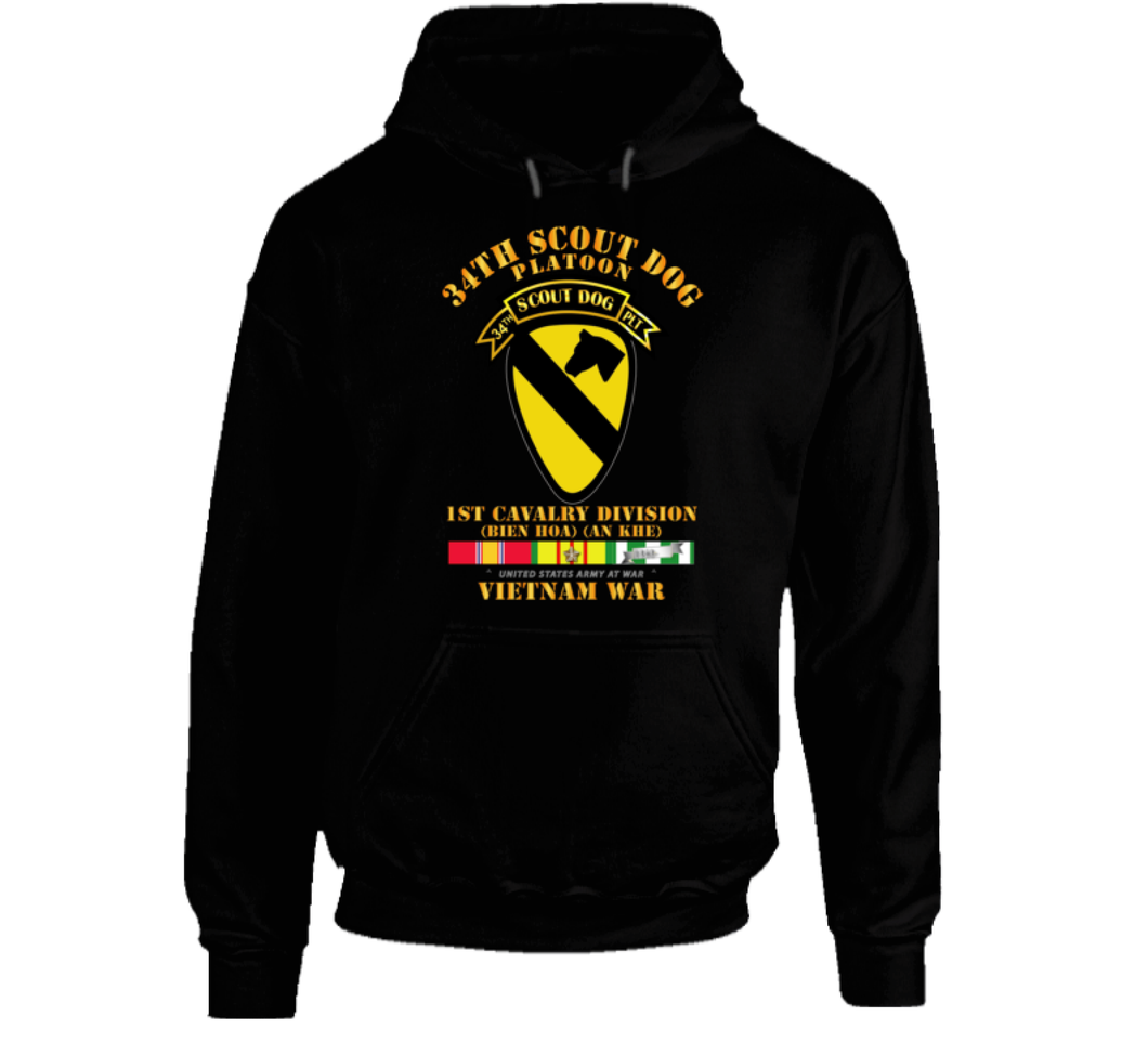 Army - 34th Scout Dog Platoon 1st Cav w Tab - VN SVC V1 Hoodie