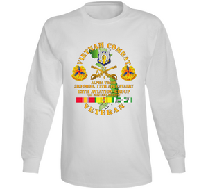 Army - Vietnam Combat AVN Vet w AVN Badges Center - 12th AVN GroupI Mil Region III w SVC (2) Long Sleeve