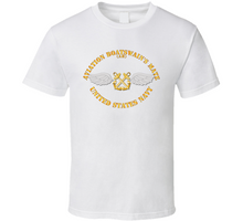 Load image into Gallery viewer, Navy - Rate - Aviation Boatswain&#39;s Mate - Gold Anchor w Txt V1 Classic T Shirt
