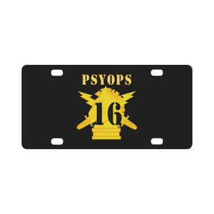 Army - PSYOPS w Branch Insignia - 16th Battalion Numeral - Line X 300 - Hat Classic License Plate