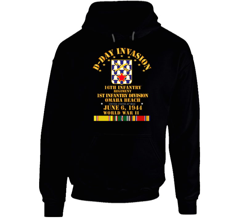 Army - 16th Infantry Regt - 1st ID - D Day w SVC V1 Hoodie