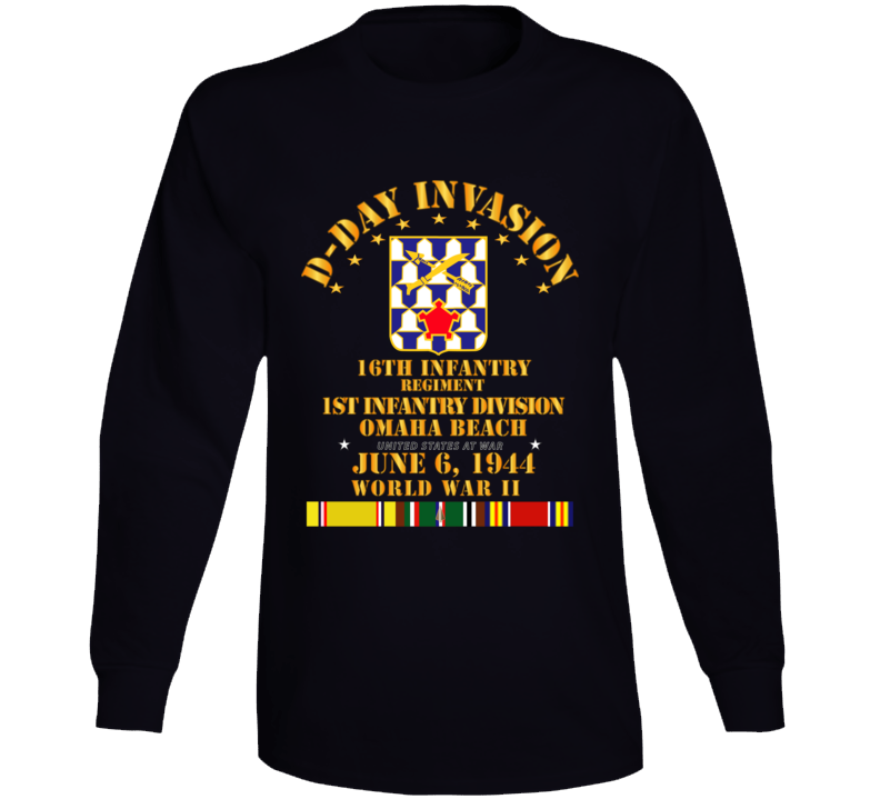 Army - 16th Infantry Regt - 1st Id - D Day W Svc Long Sleeve