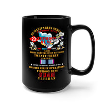 Load image into Gallery viewer, Black Mug 15oz - USN - Humanitarian Svc  - NMCB 23  Typhoon Russ - HUMAN SVC V1 X 300
