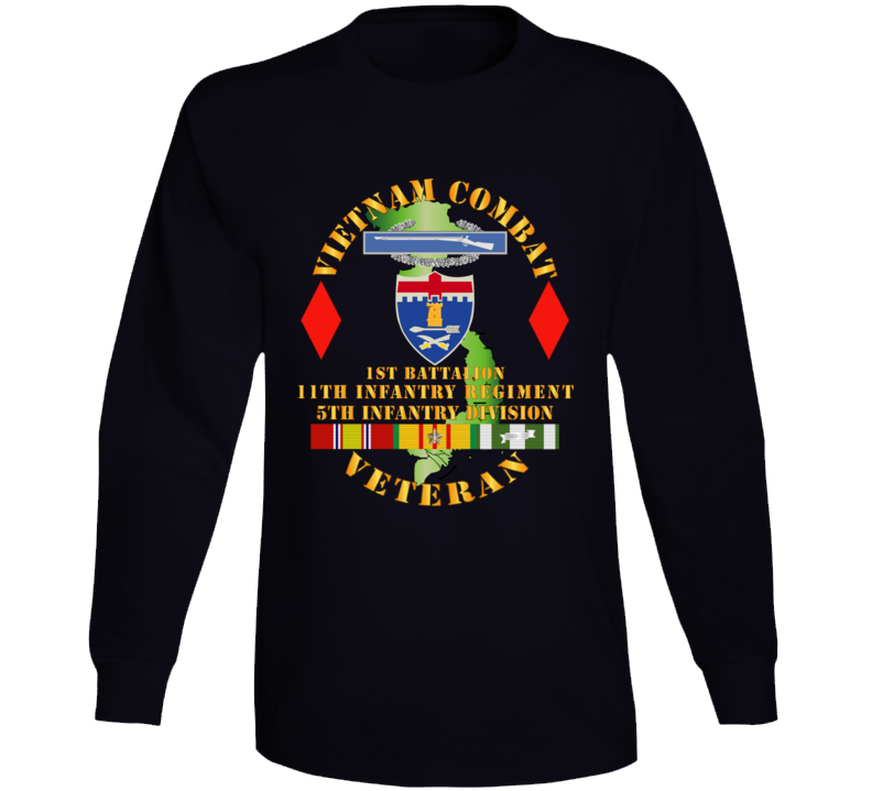 Army - Vietnam Combat Vet - 1st Bn 11th Infantry - 5th Inf Div SSI V1 Long Sleeve