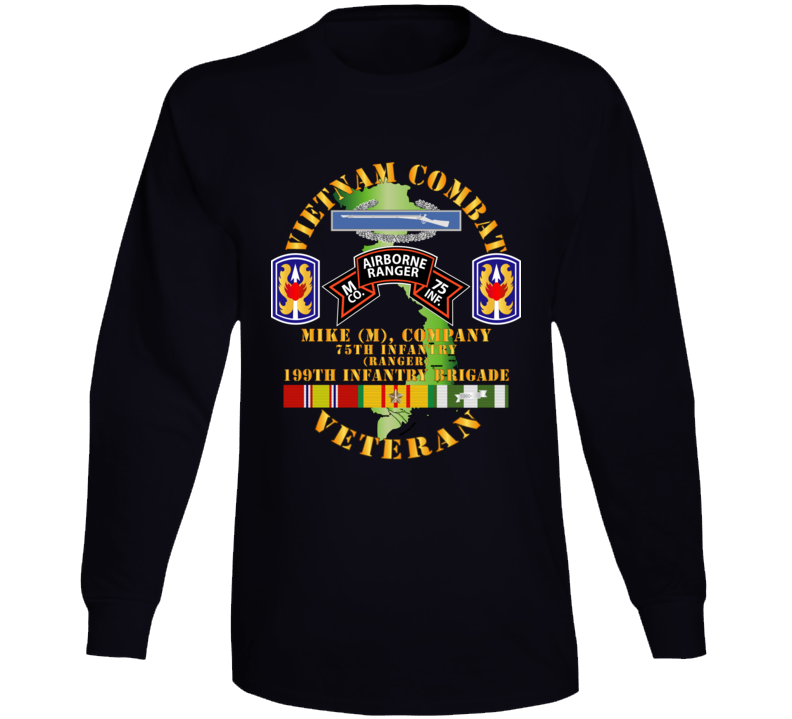 Army - Vietnam Combat Vet - M Co 75th Infantry (Ranger) - 199th Inf Bde SSI V1 Long Sleeve