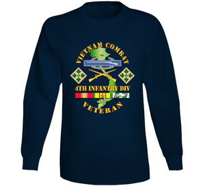 Army - Vietnam Combat Infantry Veteran w 4th Inf Div SSI V1 Long Sleeve