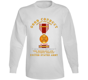Army - Good Conduct w Medal w Ribbon - 42  Years V1 Long Sleeve
