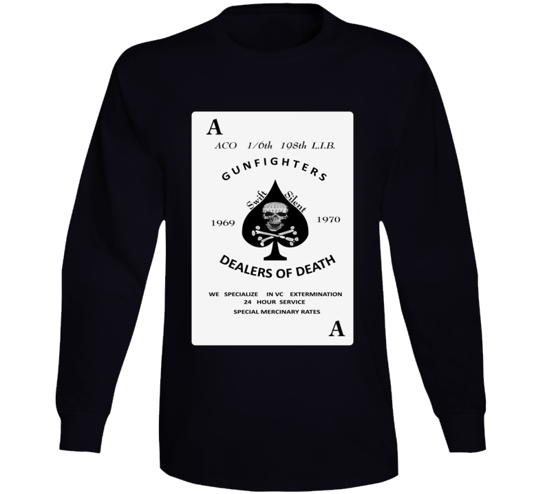 Army - ACO 1-6th 198th L.I.B - Gunfighters - Death Card Long Sleeve
