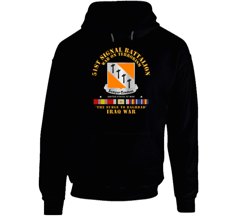 Army - 51st Signal Battalion - Iraq War - The Surge V1 Hoodie