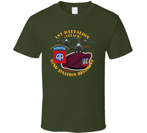 Army - 1st Bn 82nd Avn Regiment - Maroon Beret w Atk Helicopters Classic T Shirt