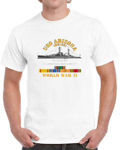 Navy - Battleship - Uss Arizona Wwii W Svc Ribbons