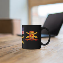 Load image into Gallery viewer, Black mug 11oz - Army 57th Artillery Brigade - DUI with Branch - 57th Artillery Brigade - SSI w Branch - Ribbon
