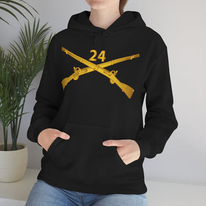 Unisex Heavy Blend Hooded Sweatshirt - Army - 24th Infantry Regiment Branch Wo Txt