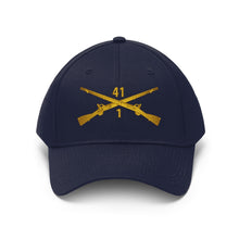 Load image into Gallery viewer, Unisex Twill Hat - 1st Battalion, 41st Infantry Regiment with Infantry Branch without Text - Direct to Garment (DTG) - Printed
