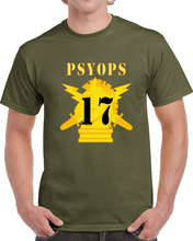 Load image into Gallery viewer, Army - Psyops W Branch Insignia - 17th Battalion Numeral - Line X 300 Classic T Shirt
